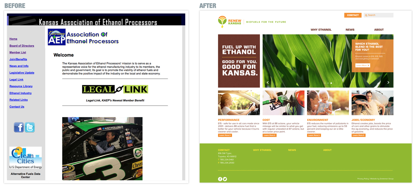 website before and after