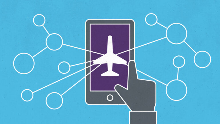 Smart phone with airplane graphic