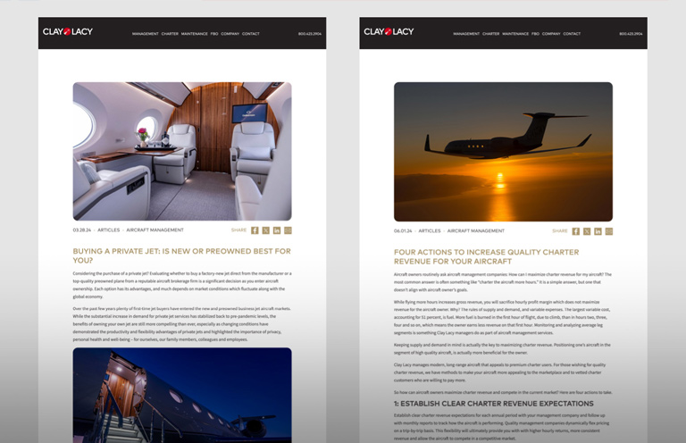 screenshot of clay lacy website content